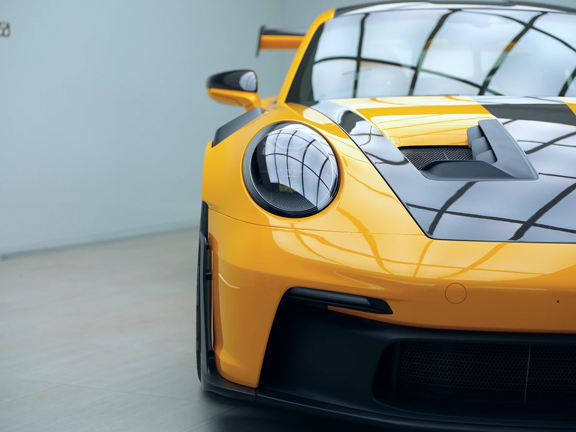 Yellow Porsche paint protection detail at Obsession Car Detailing Canberra